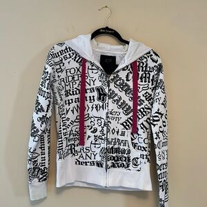 Vintage Rare Graffiti Fox Girls Zip Up Hoodie Size M
